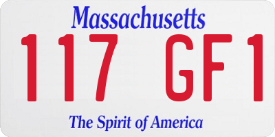 MA license plate 117GF1