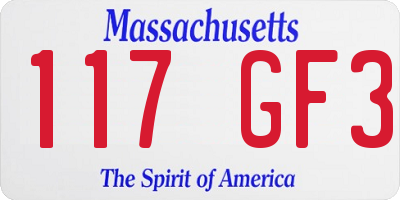 MA license plate 117GF3