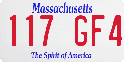 MA license plate 117GF4
