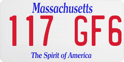 MA license plate 117GF6