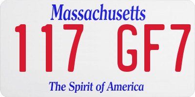 MA license plate 117GF7