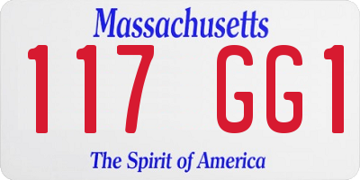 MA license plate 117GG1