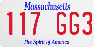 MA license plate 117GG3