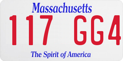 MA license plate 117GG4