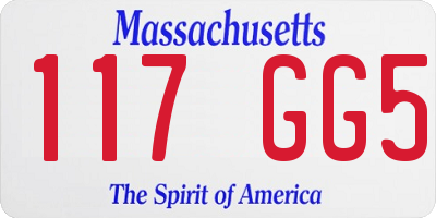 MA license plate 117GG5