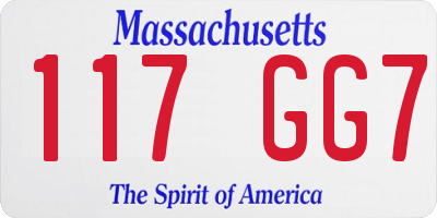 MA license plate 117GG7