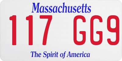 MA license plate 117GG9