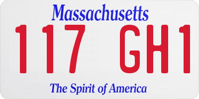 MA license plate 117GH1