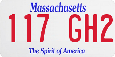 MA license plate 117GH2