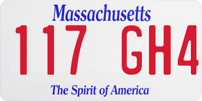 MA license plate 117GH4