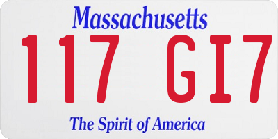 MA license plate 117GI7