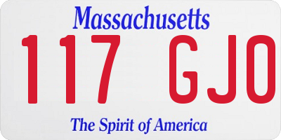 MA license plate 117GJ0