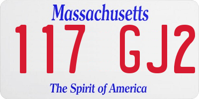 MA license plate 117GJ2