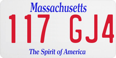 MA license plate 117GJ4