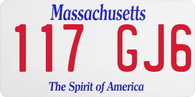 MA license plate 117GJ6