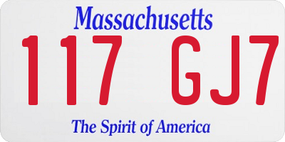 MA license plate 117GJ7