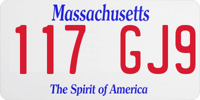 MA license plate 117GJ9
