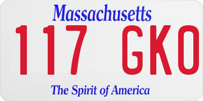 MA license plate 117GK0