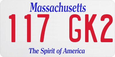 MA license plate 117GK2