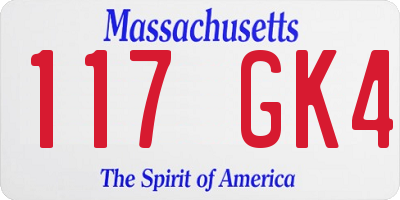 MA license plate 117GK4