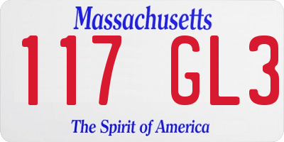 MA license plate 117GL3