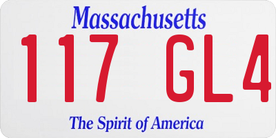 MA license plate 117GL4