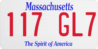 MA license plate 117GL7