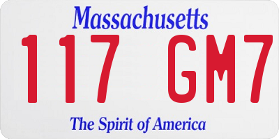 MA license plate 117GM7