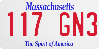 MA license plate 117GN3