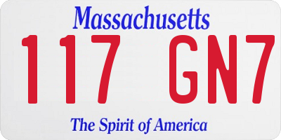 MA license plate 117GN7