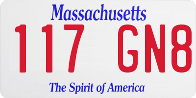 MA license plate 117GN8