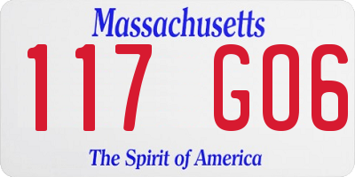MA license plate 117GO6