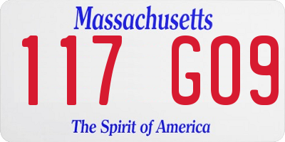 MA license plate 117GO9