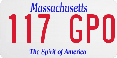 MA license plate 117GP0