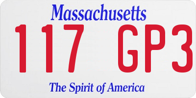 MA license plate 117GP3
