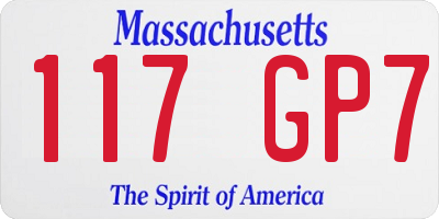MA license plate 117GP7