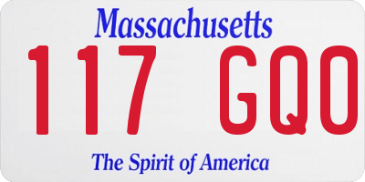MA license plate 117GQ0