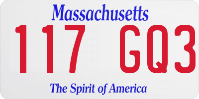 MA license plate 117GQ3