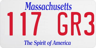 MA license plate 117GR3