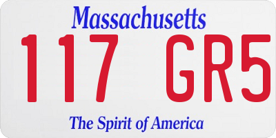 MA license plate 117GR5