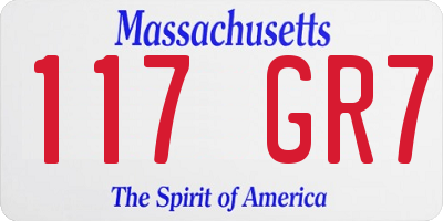 MA license plate 117GR7