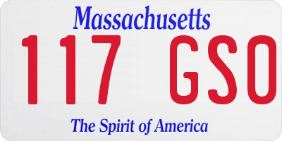 MA license plate 117GS0