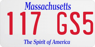MA license plate 117GS5