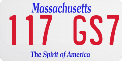 MA license plate 117GS7