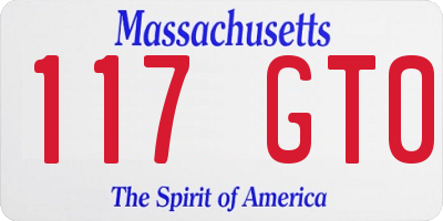 MA license plate 117GT0
