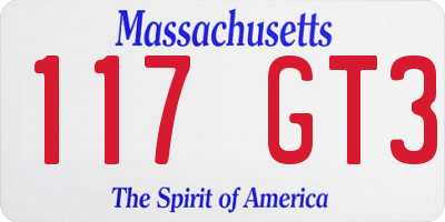 MA license plate 117GT3