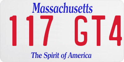 MA license plate 117GT4