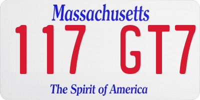 MA license plate 117GT7