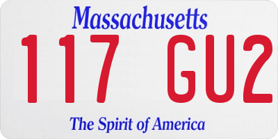 MA license plate 117GU2