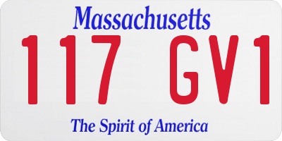 MA license plate 117GV1